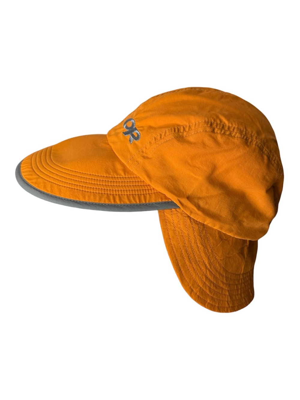 OUTDOOR RESEARCH Orange Long Bill Neck Flap Sun Hat UPF 30 Drawstring Sz Medium